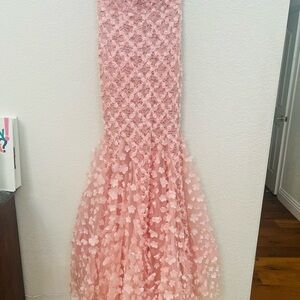 Fashion Nova Blush Pink Floral Appliqué Mermaid Gown